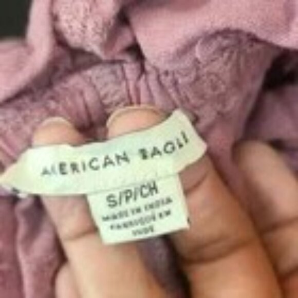 AMERICAN EAGLE Women's Pink Ruffle Cropped Tank Adjustable Straps - Size Small - Picture 10 of 11